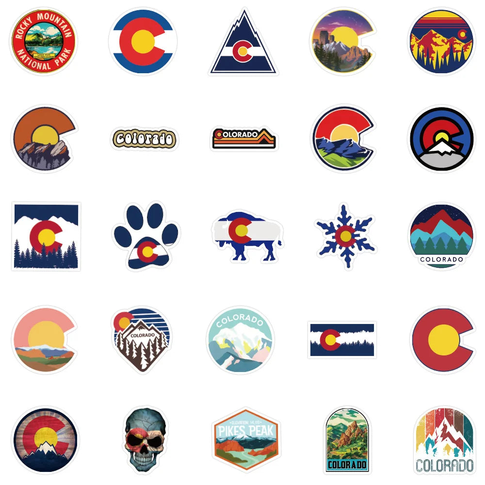50PCS Famous City Colorado Graffiti Stickers Landscape Luggage Laptop Water Cup Stickers