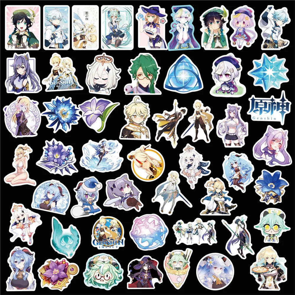 50 pieces of cartoon, anime and game spirit graffiti stickers, personalized DIY bags, guitars, cars, computers, PVC waterproof decorative stickers, toys