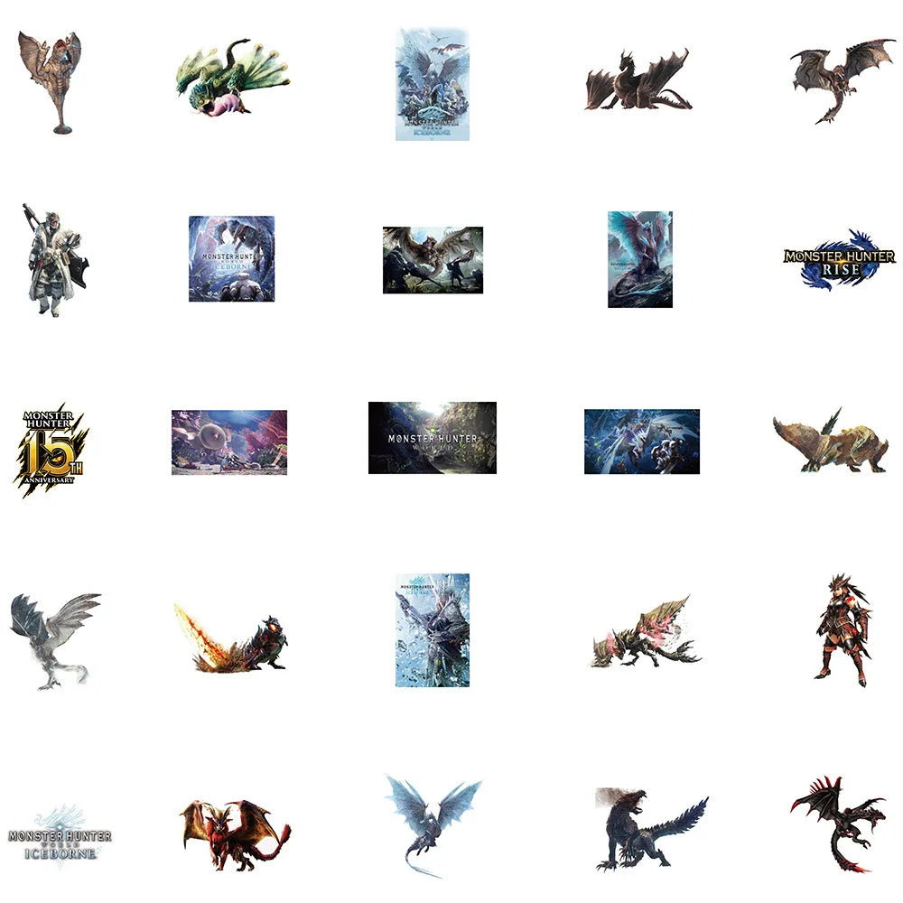 50PCS Game Monster Hunter Personalized Decoration Graffiti Waterproof Sticker Notebook Skateboard Water CupHelmet