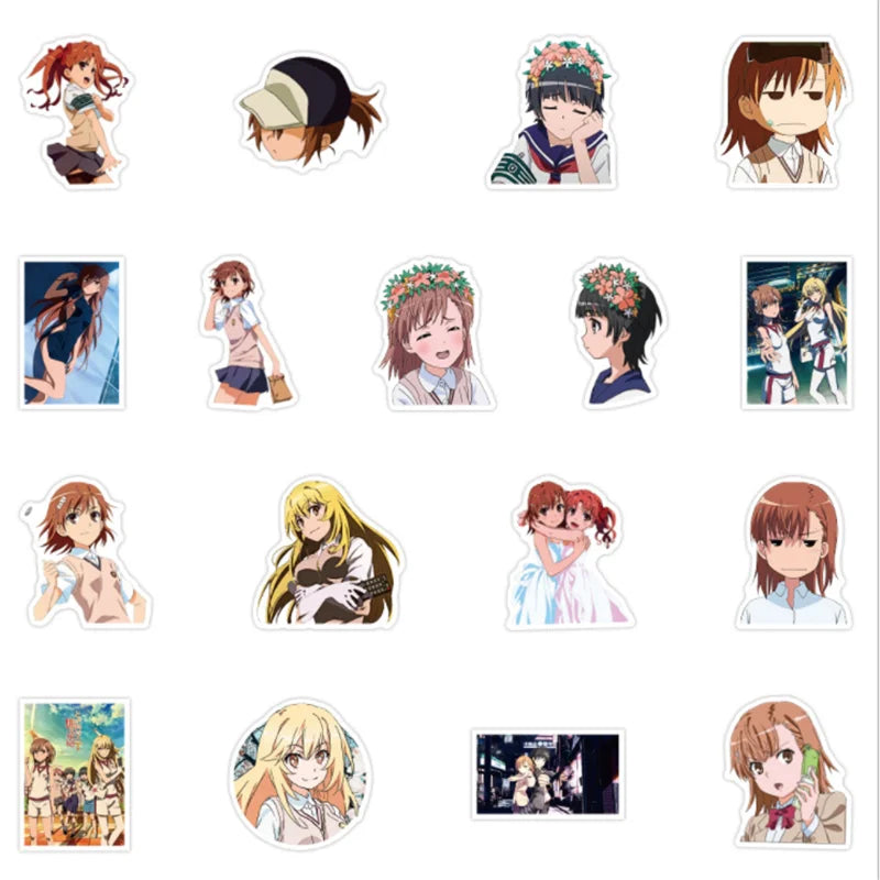 50PCS Anime A Scientific Super-electromagnetic Gun Graffiti Suitcase Notebook Waterproof Cartoon Stickers Decorative Toys