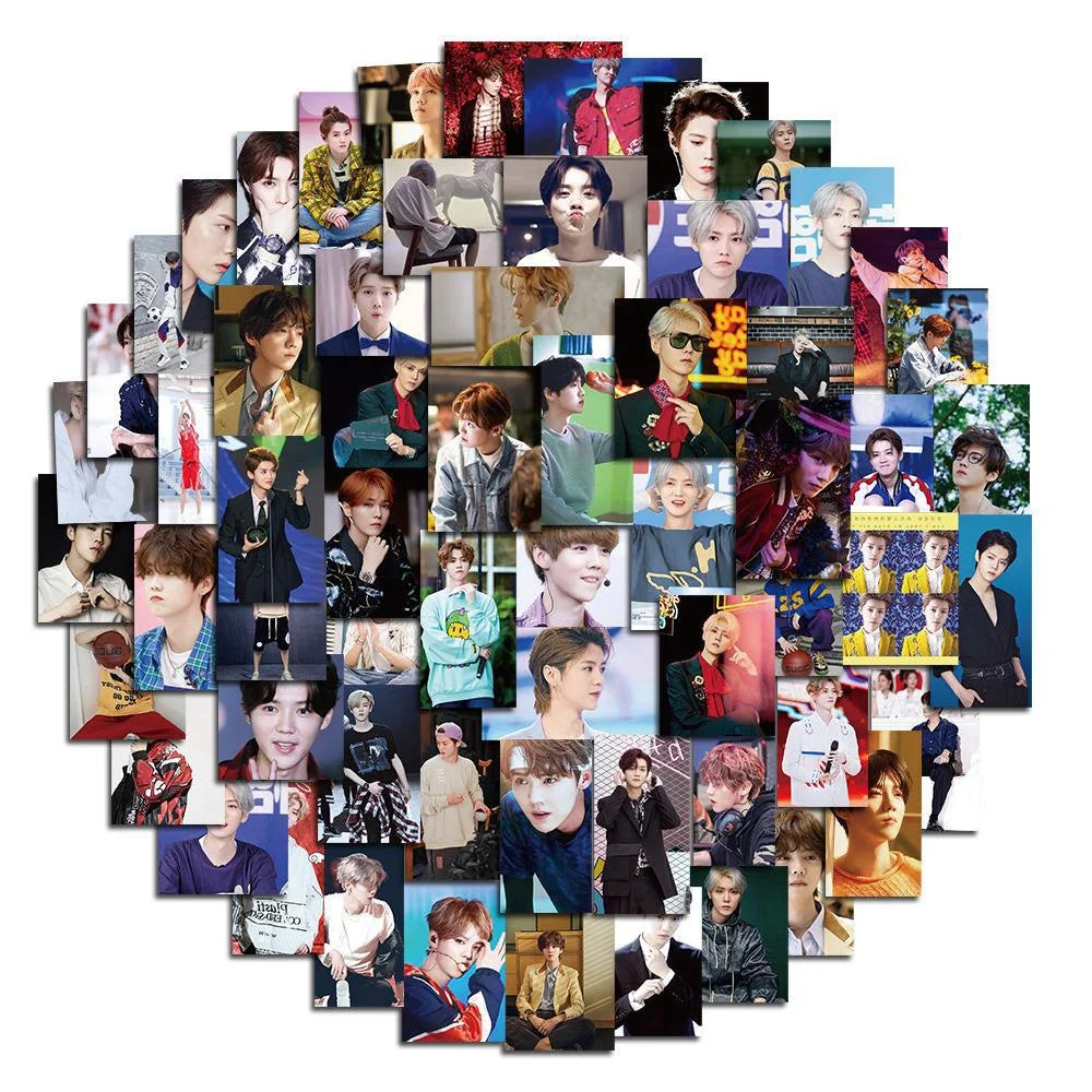 62PCS Popular Star Luhan Graffiti Stickers Personalized Creative Trend Decorative Stickers Suitcase Bike Skateboard Laptop Fashion Popular Decals Toys
