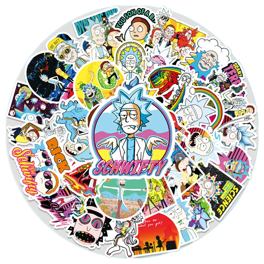 51pcs Cartoon Animation Rick and Morti Personalized DIY Decoration Toy Waterproof Sticker