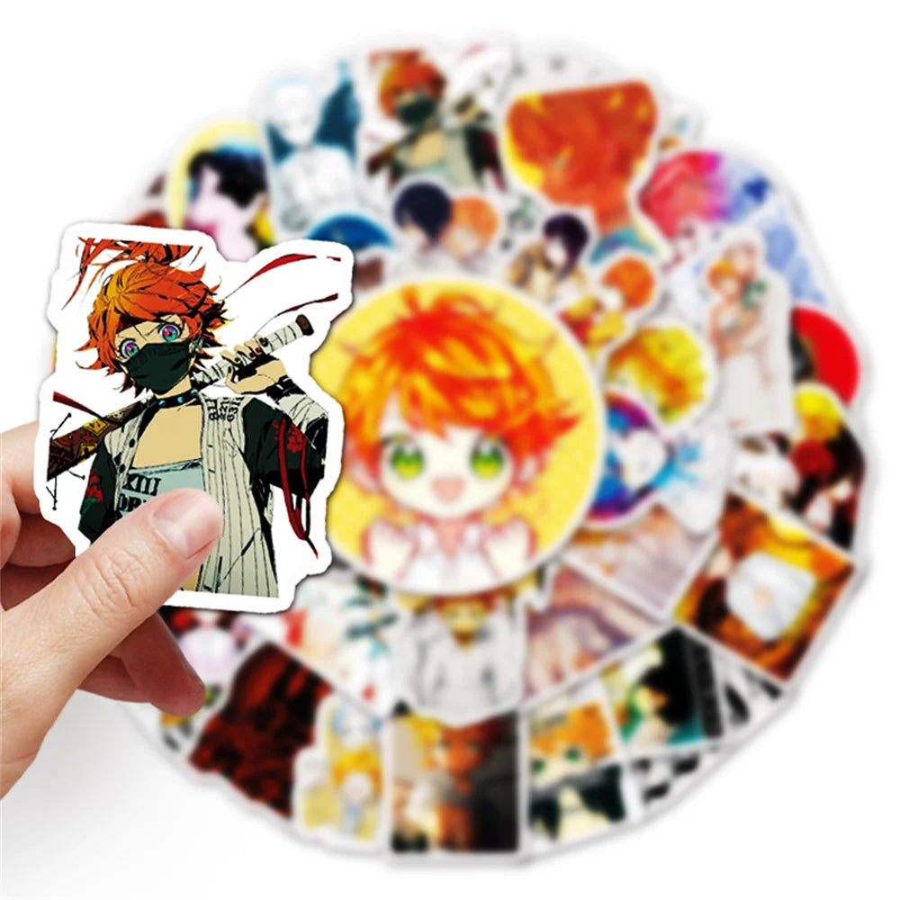 50PCS Anime promised Neverland Graffiti Laptop Skateboard Mobile Phone PVC Gift Toy Waterproof Sticker