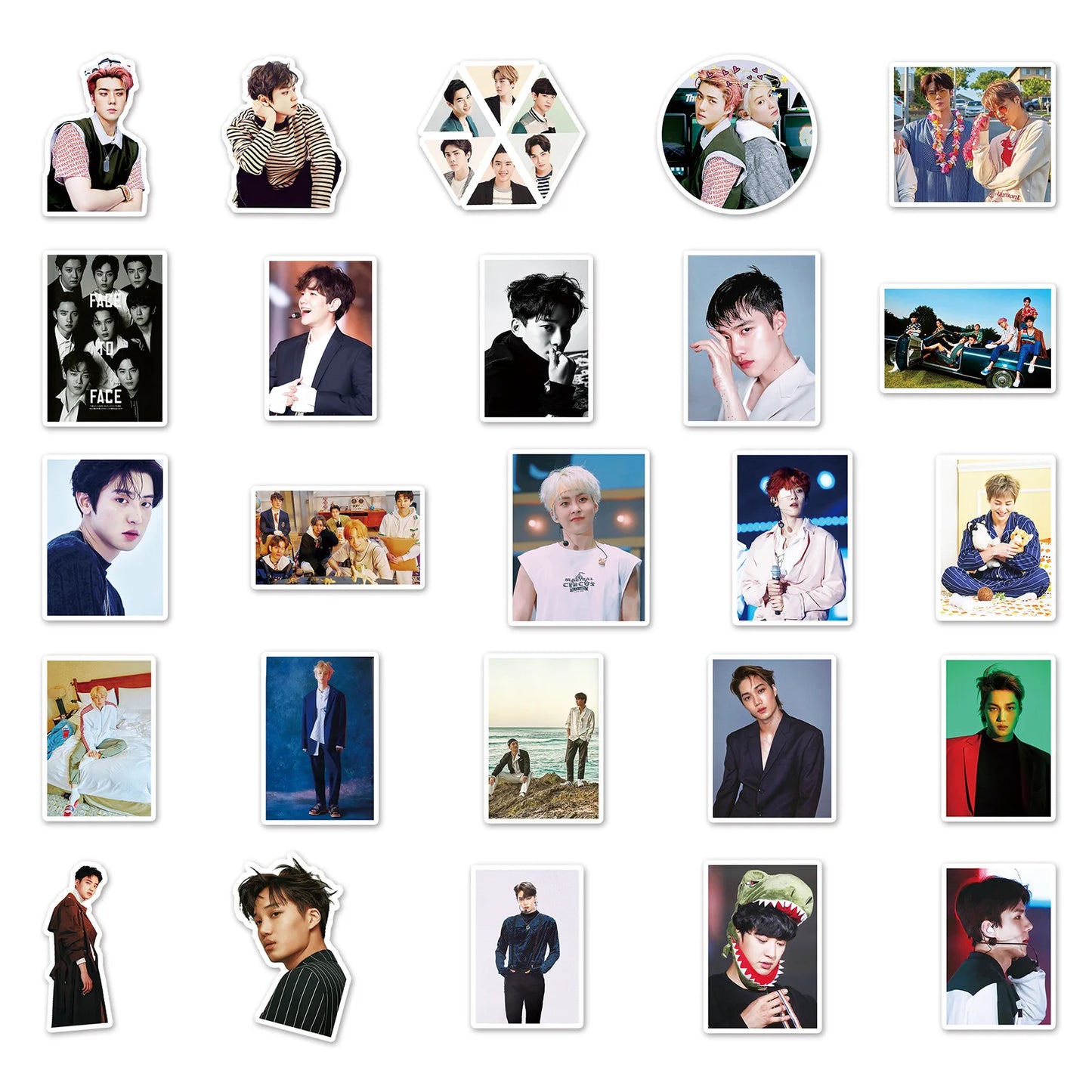 50pcs Korean Exo Men's Group Graffiti Sticker DIY Suitcase Laptop Scooter Guitar Star Sticker Waterproof