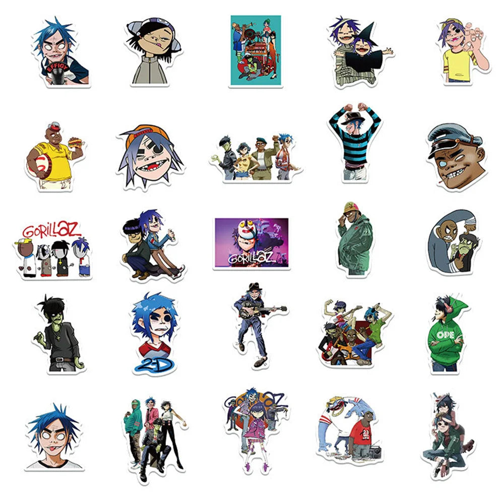 50PCS Street Bully Gorillaz Graffiti Waterproof Sticker Suitcase Notebook Refrigerator Skateboard Stationery Box