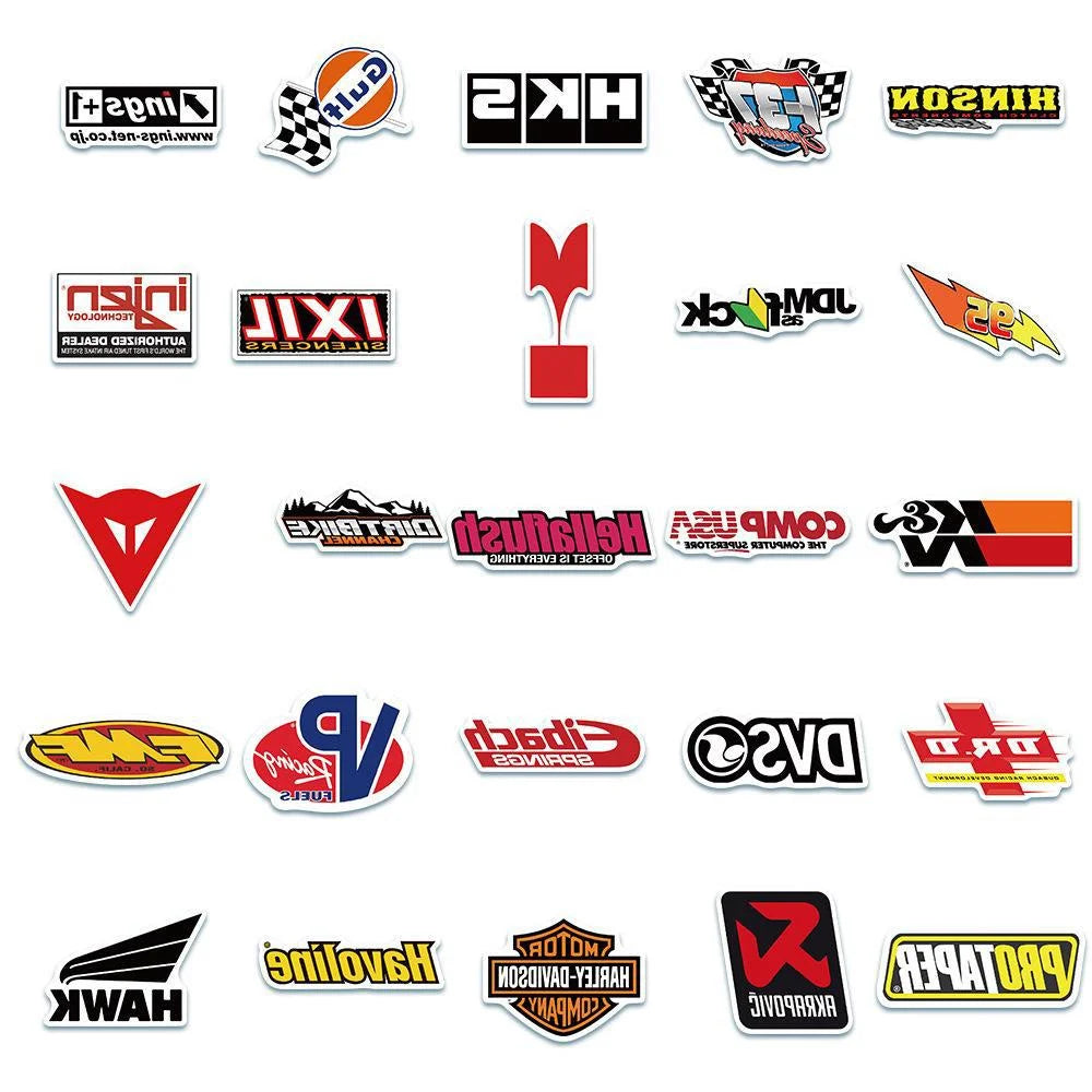 50PCS Cool Racing Logo Graffiti Laptop Skateboard Guitar Fridge Water Cup Waterproof Sticker
