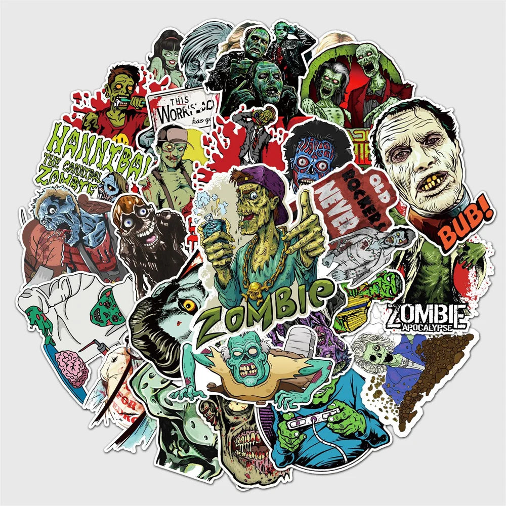 50PCS Zombie Graffiti Sticker Personality Horror DIY Handbook Notebook Skateboard Luggage Sticker