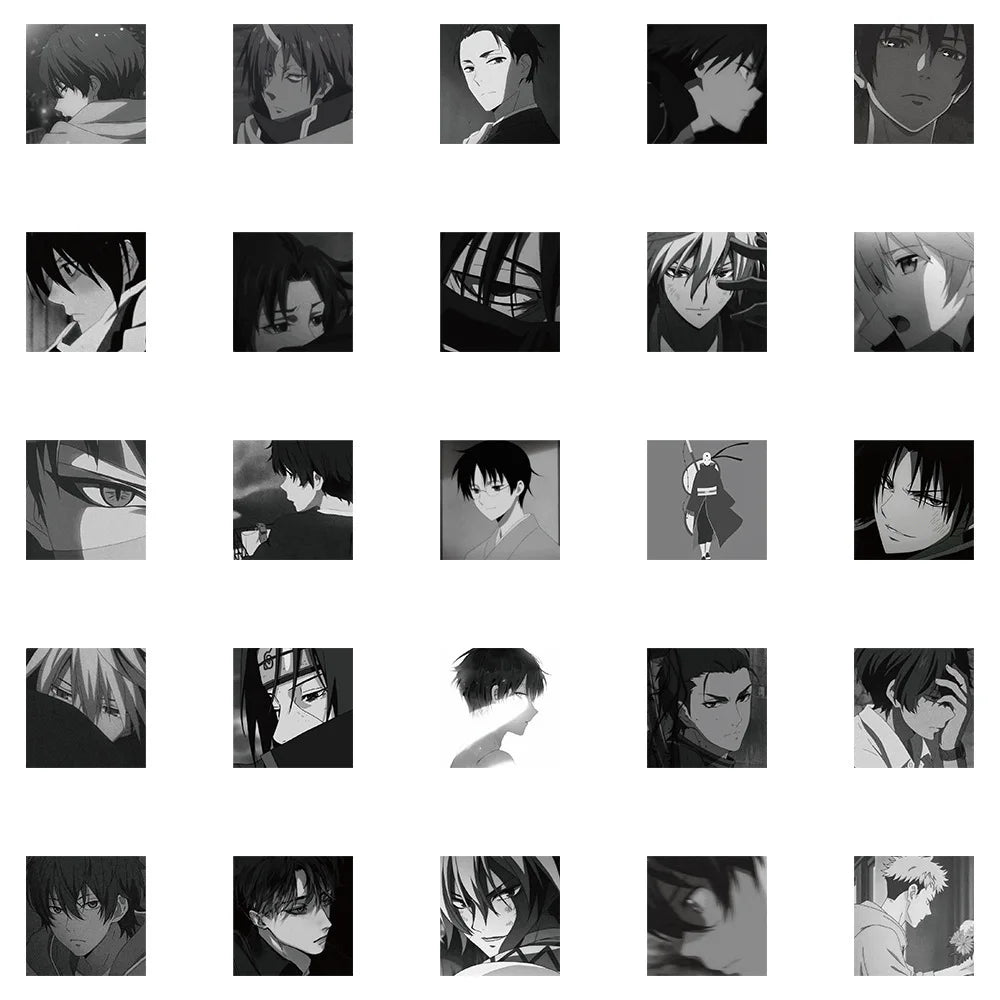50PCS Gray Anime Male Character Creative DIY Sticker Sticker Scrapbook Skateboard Guitar Gift Aesthetic Sticker