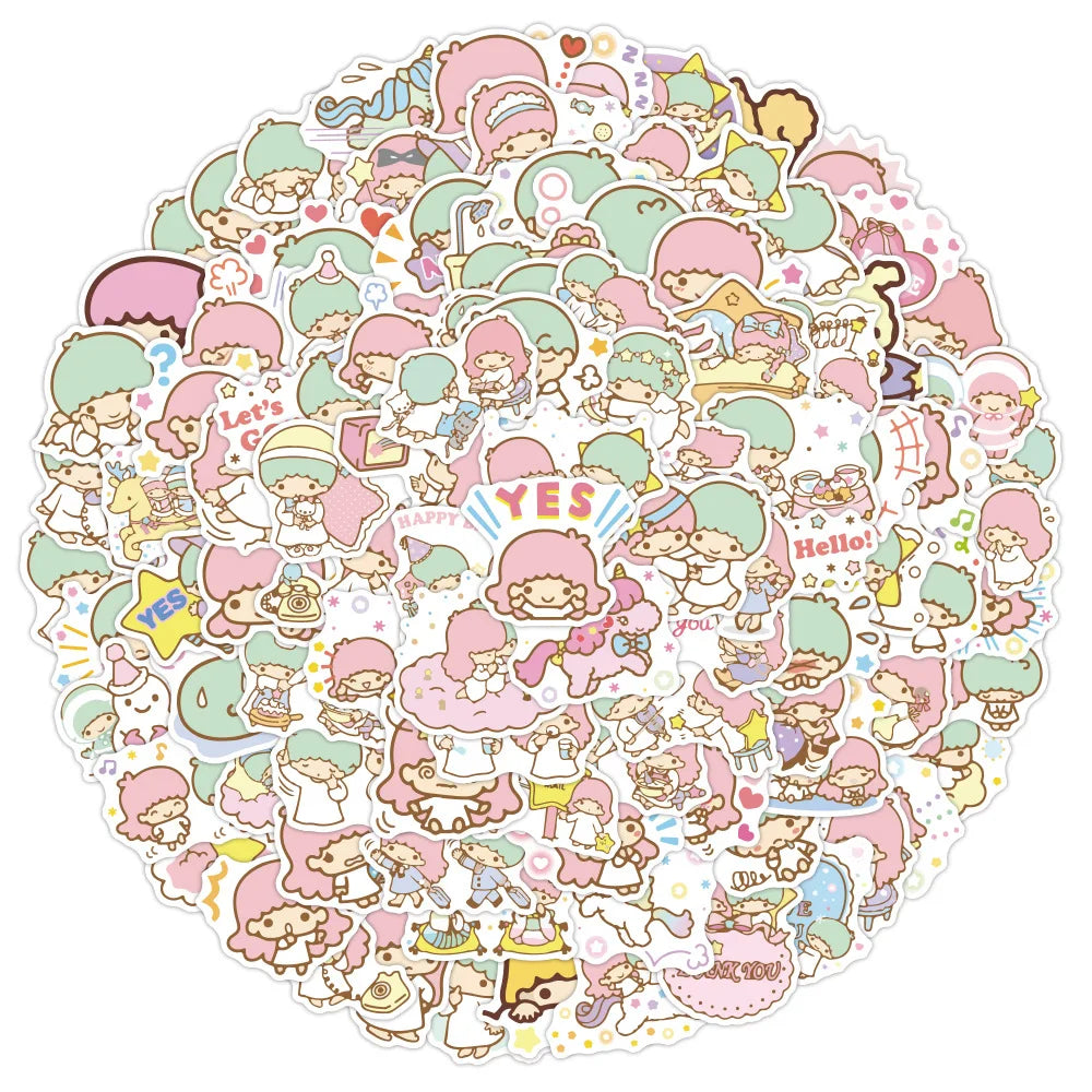 100PCS Art Illustration Popular Creative Fashion Cartoon Cartoon Gemini Decorative Style Graffiti Stickers Personality Fashion Creative Trend DIY Exquisite Decorative Decals for Cups, Helmets, Skateboards Popular Stickers Toys