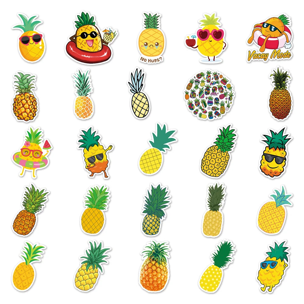 50PCS Cartoon Fruit Pineapple Personality Creative Graffiti Scooter Laptop Luggage Gift Waterproof Anime Sticker