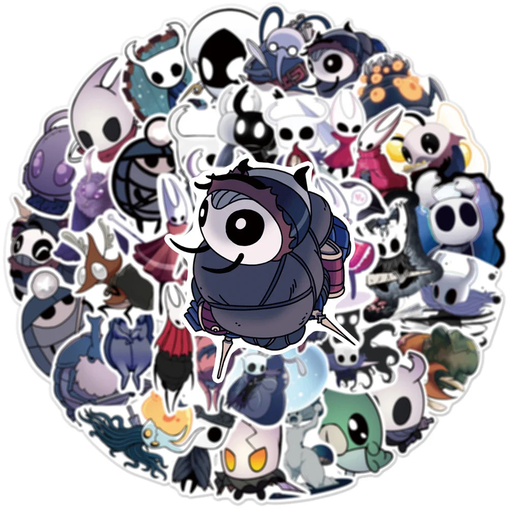 50PCS Game Hollow Knight Skateboard Notebook Graffiti Luggage Waterproof Cartoon Stickers Children's Toys