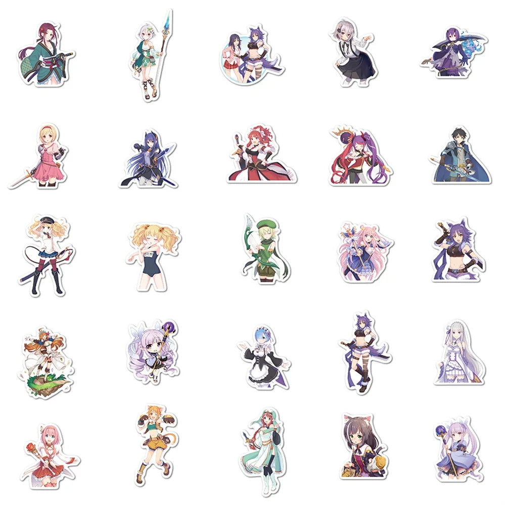 50PCS Cartoon Japanese anime princess Link series decorative style graffiti stickers, personalized, fashionable and creative DIY exquisite decorative decals, suitable for cups, helmets, skateboards and popular sticker toys