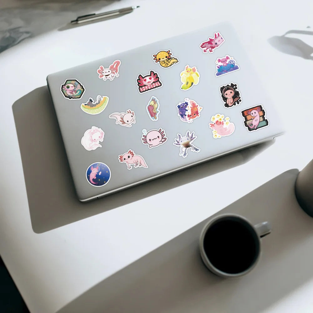 50PCS New Cute Axolotl Graffiti Sticker Waterproof Luggage Laptop Scooter Water Cup Sticker