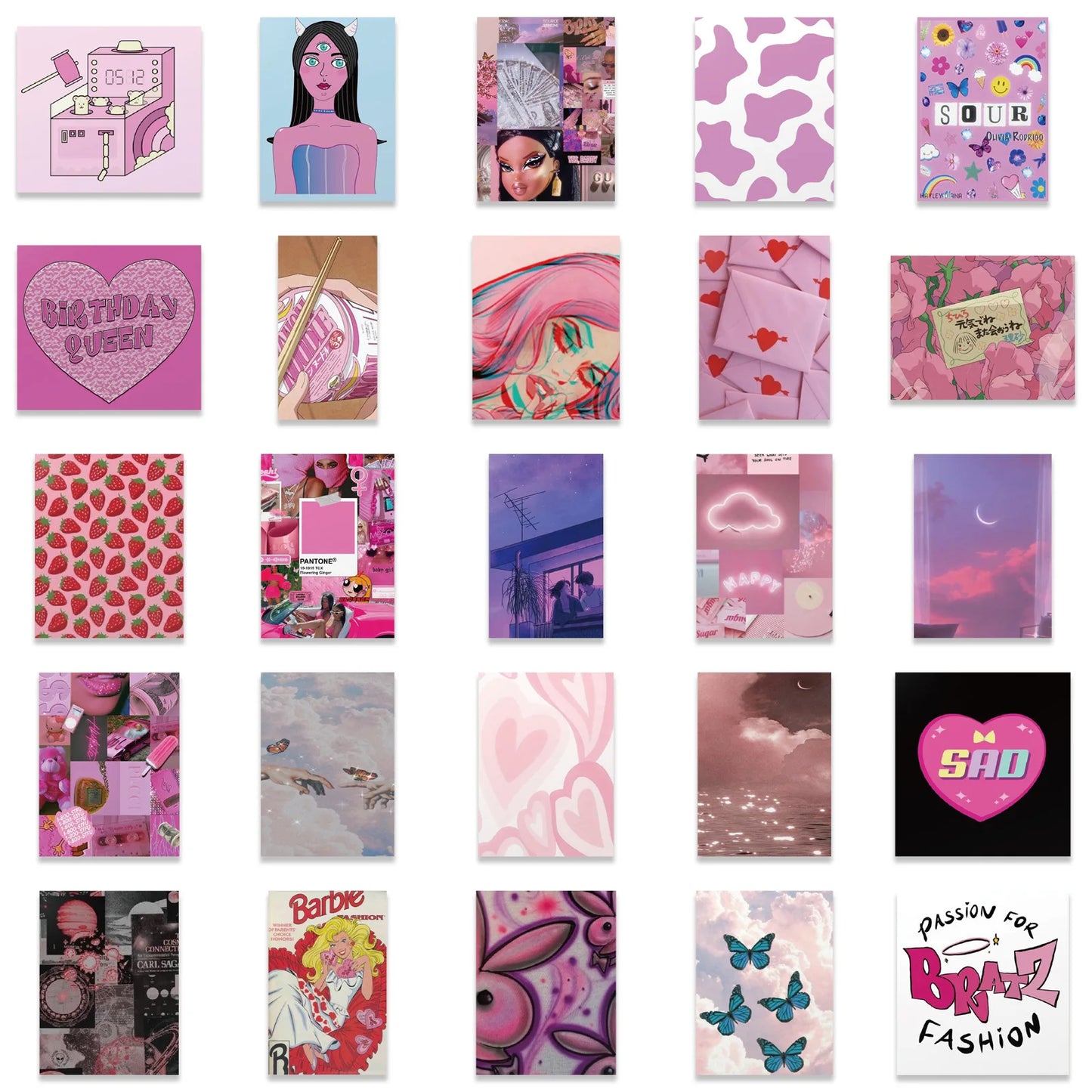 50pcs Powder Magazine Graffiti Waterproof Sticker Mobile Phone Notebook Guitar Refrigerator Water Cup