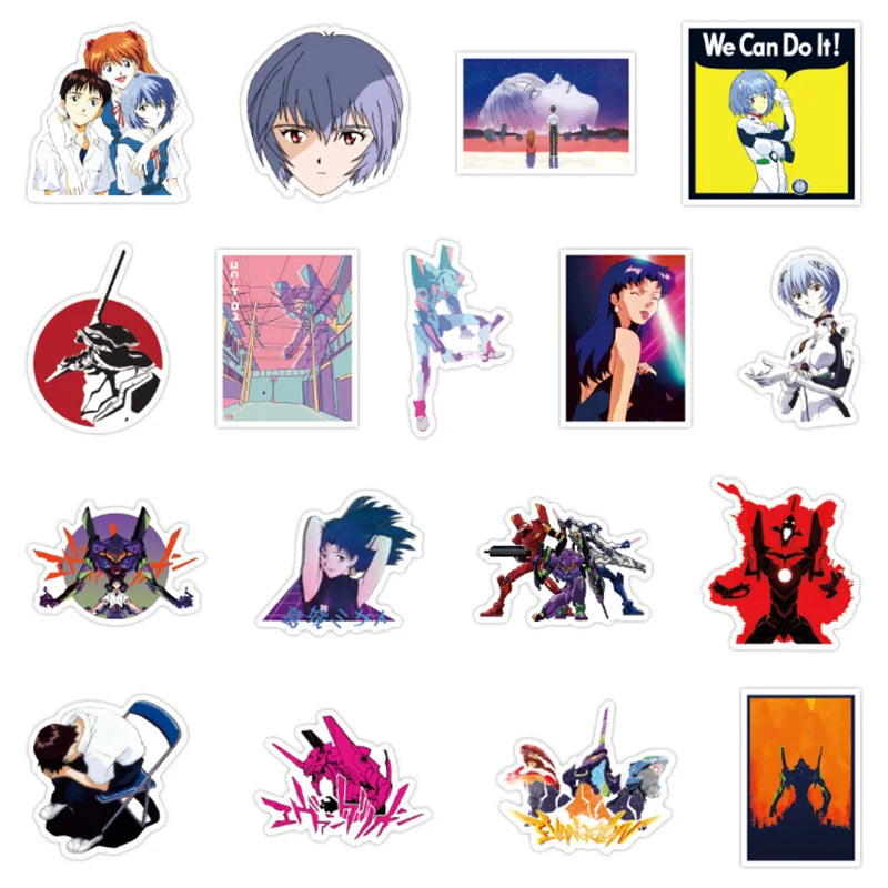 50PCS Cartoon Anime Character Evangelion PVC Graffiti Sticker Suitcase Decoration Toy