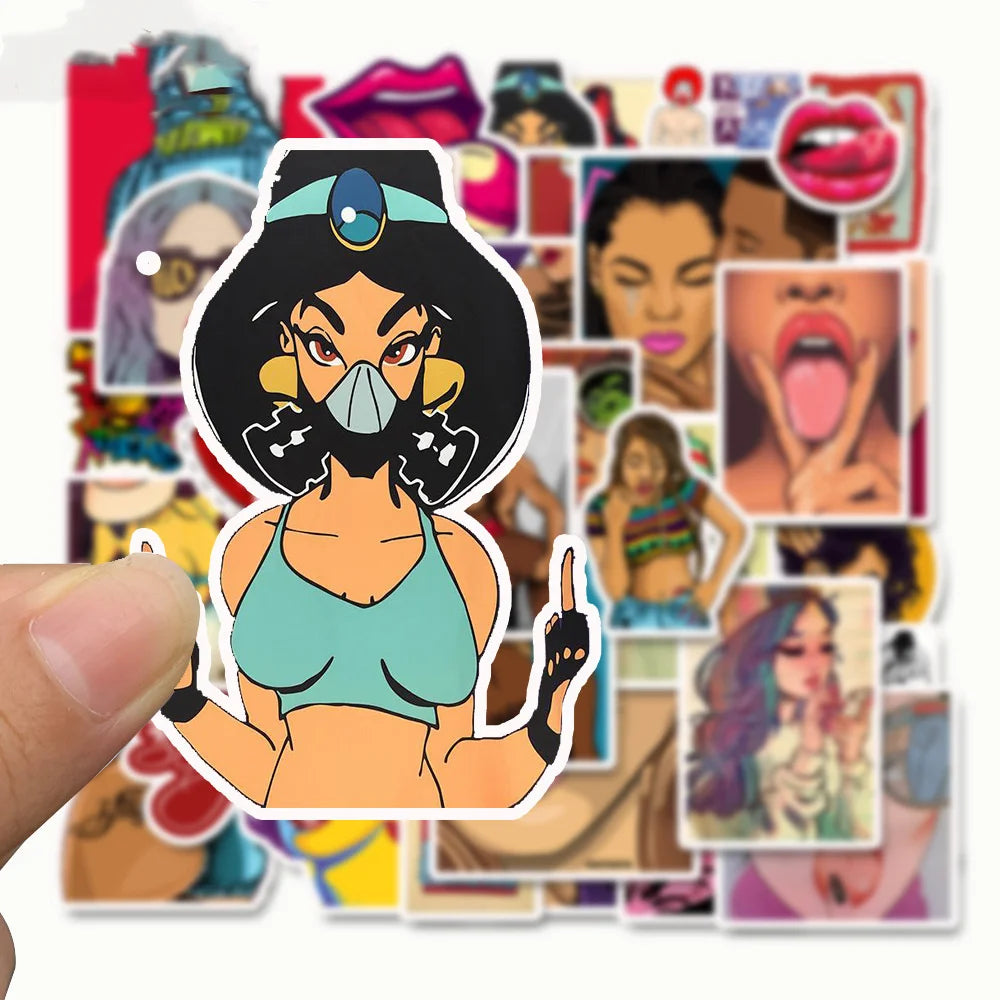 50PCS Temptation Sexy Urban Beauty Graffiti Decals Ipai Diary Laptop Guitar Skateboard PVC Waterproof Sticker