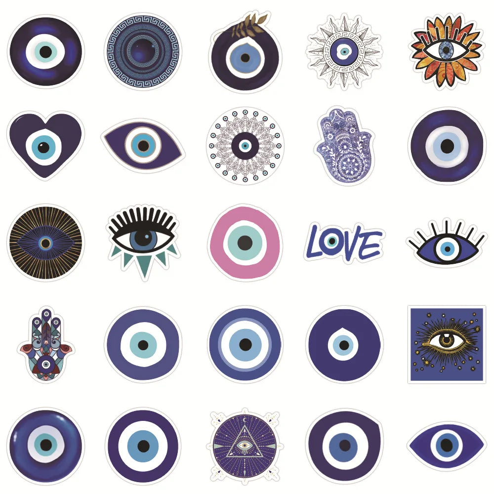 50PCS Evil Eyes Personality Decoration Graffiti Waterproof Sticker Notebook Stationery Box Refrigerator Water Cup
