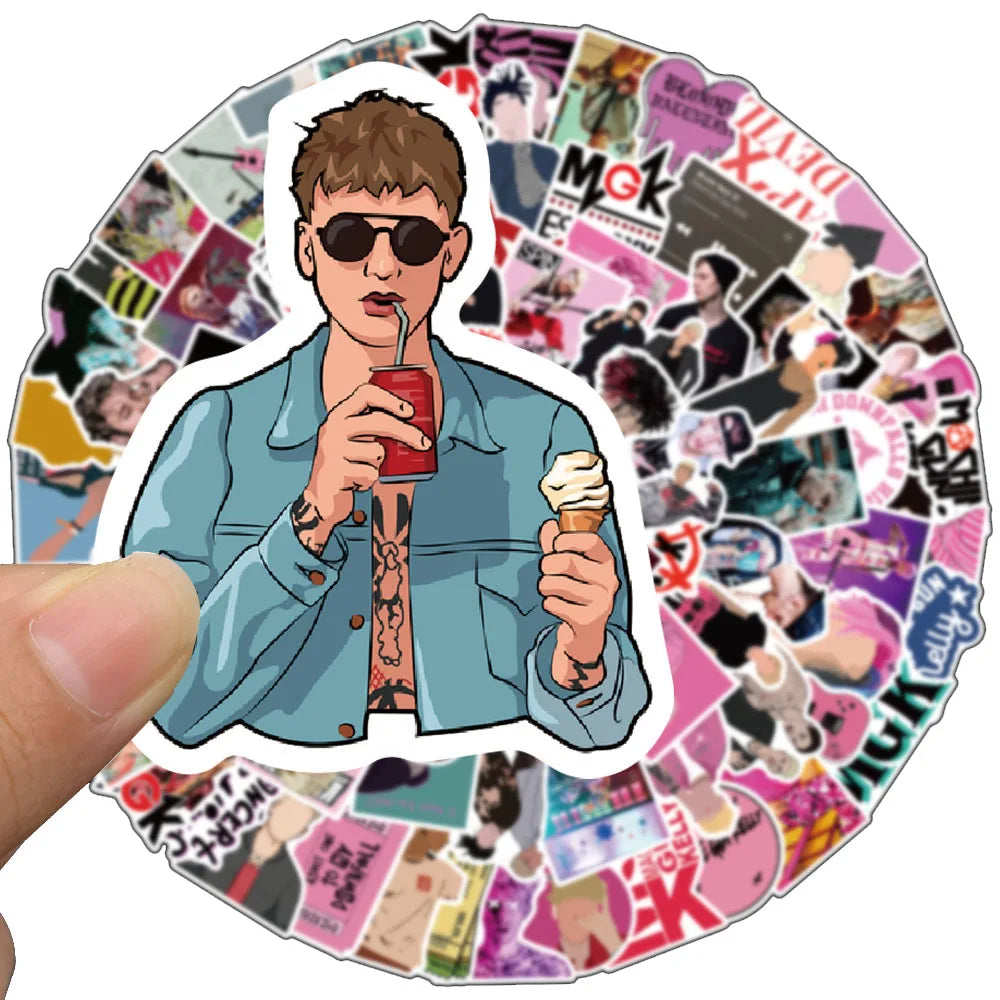 50PCS Rapper Machine Gun Kelly Personalized Graffiti Waterproof Sticker Suitcase Notebook Skateboard Refrigerator