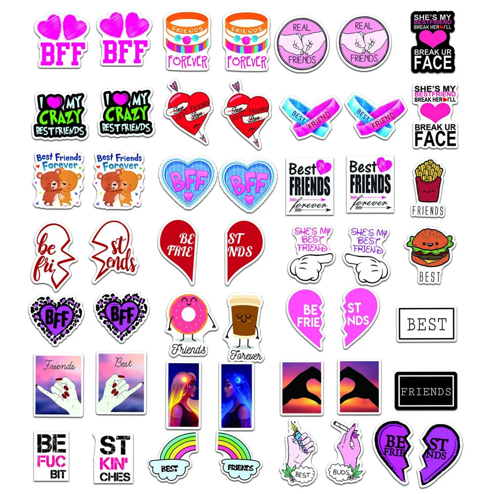 50PCS Good Friend Pink Girl Bestfriend Graffiti Sticker Mobile Phone Water Cup Trolley Case Waterproof Sticker
