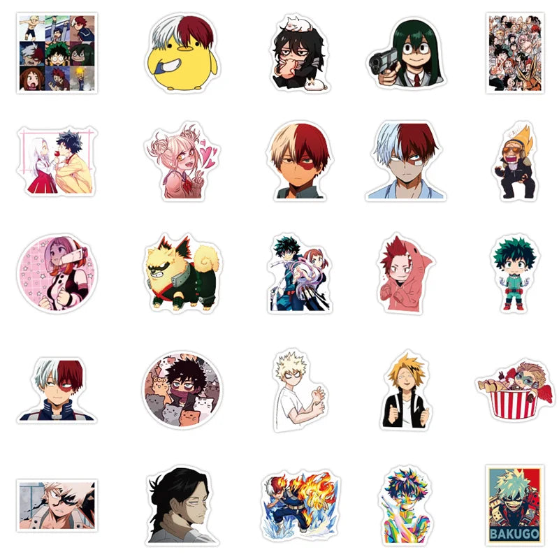 50PCS Riman Cartoon My Hero Academy Graffiti Sticker Luggage Laptop Scooter Water Cup Sticker