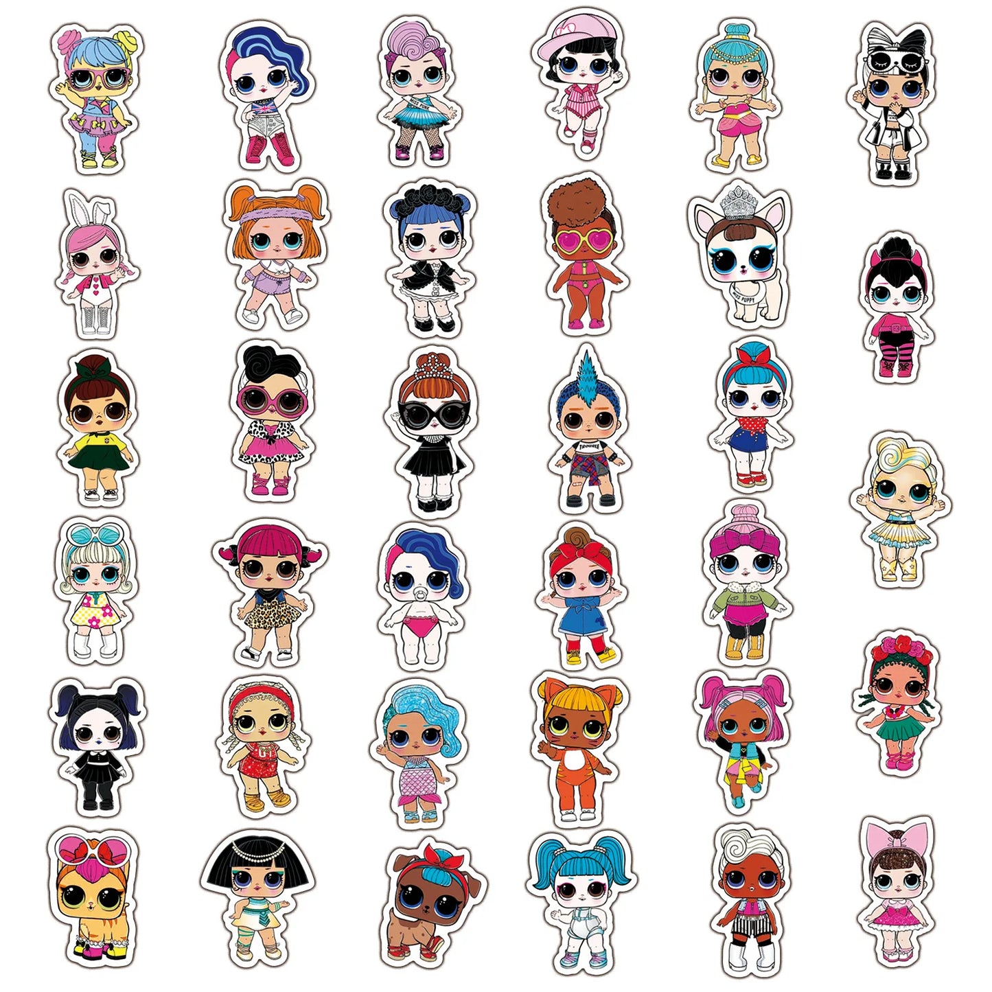 50PCS Cute Surprise Doll Cartoon Graffiti Waterproof Sticker Suitcase Notebook Skateboard Refrigerator Water Cup