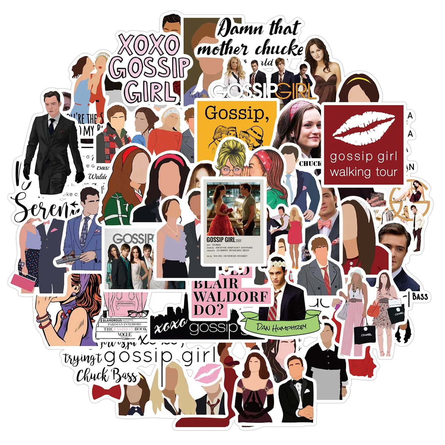 50PCS American Drama Gossip Girl Graffiti Waterproof Sticker Suitcase Notebook Mobile Phone Skateboard Water Cup