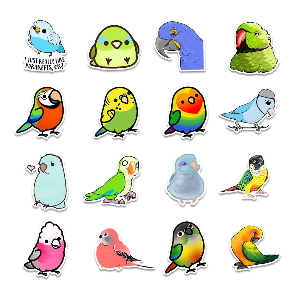 50PCS Color Bird Graffiti Stickers Mobile Phone Water Cup Computer Cartoon Creative Stickers