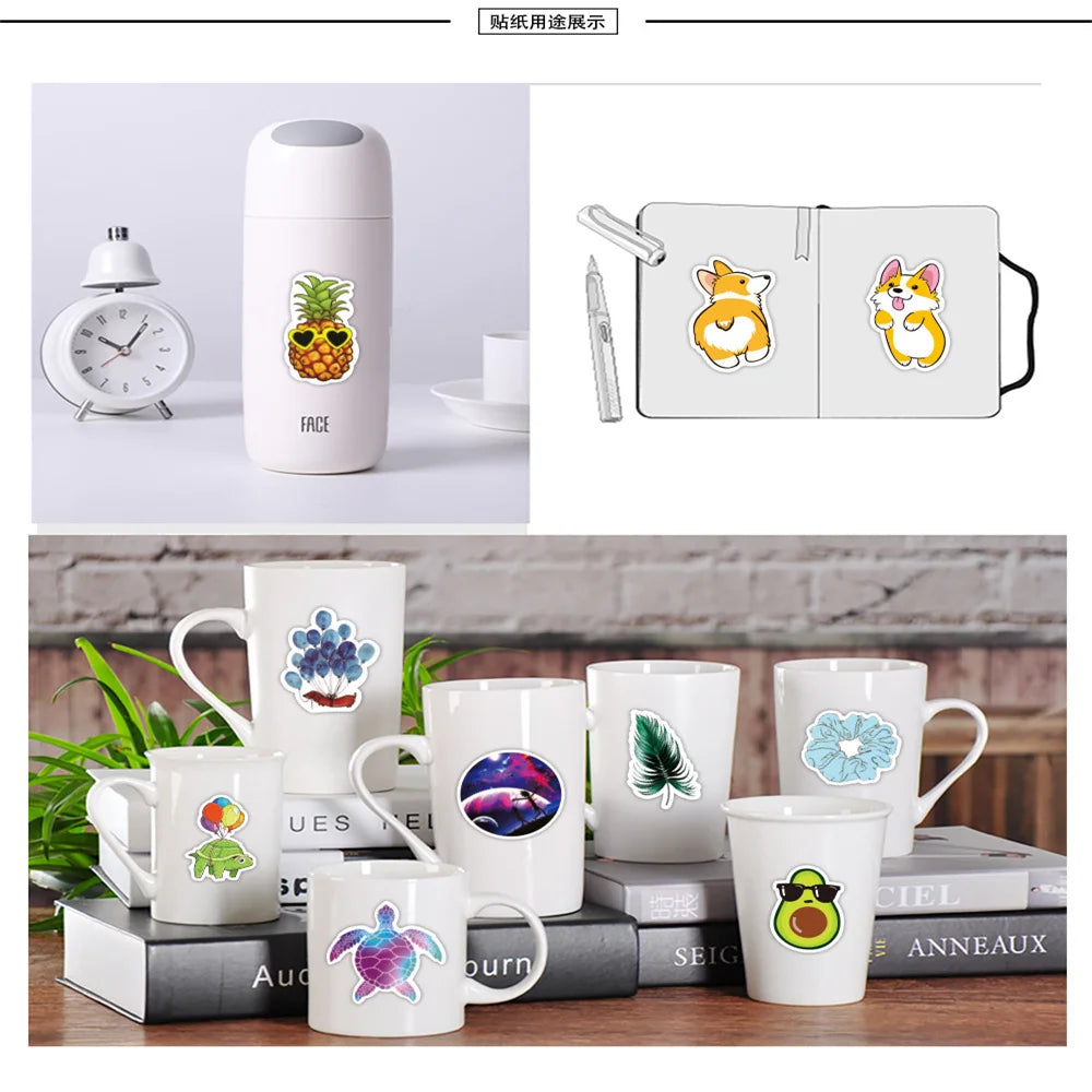 50PCS Art Illustration Popular Creative Cartoon Variety Of Fresh Decorative Style Graffiti Stickers Personality Fashion Creative DIY Exquisite Decorative Decals For Cups, Helmets, Skateboards Popular Stickers Toys