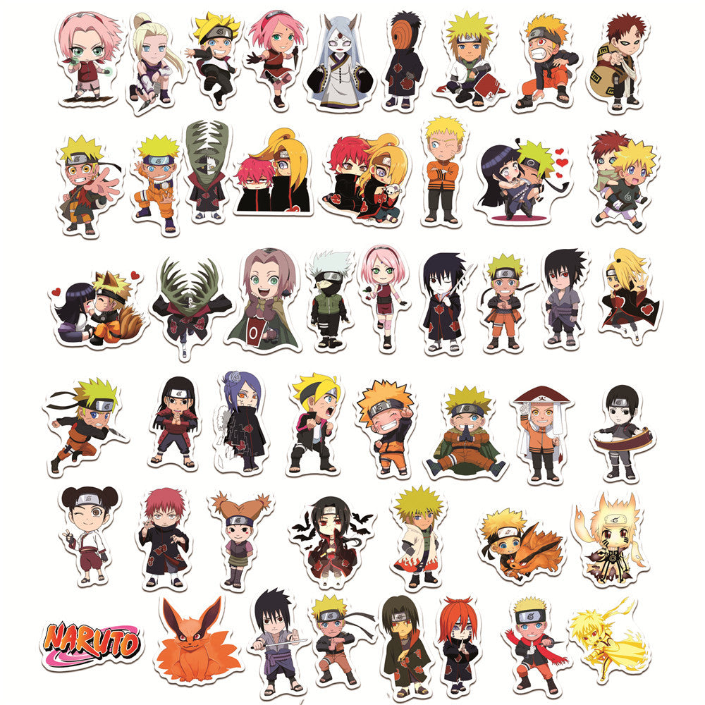 50PCS Chibi Naruto Stickers - Cute Anime Decals for Laptops, Water Bottles, Notebooks & Naruto Fan Gifts