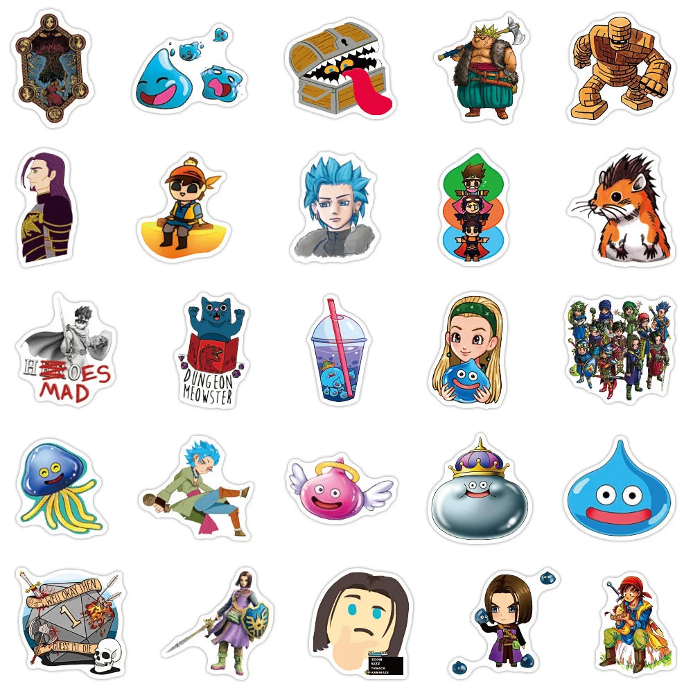 50PCS Cartoon Anime Dragon Quest Sticker Game Luggage Notebook Motorcycle Graffiti Sticker