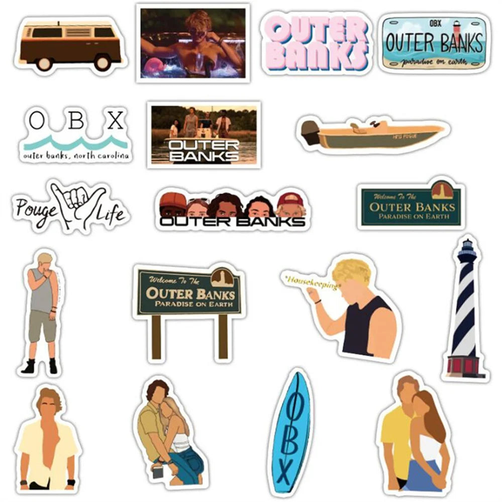 50PCS Cartoon Beach Character Handsome Graffiti Stickers Personalized Fashion Creative Trend Beautifully Decorated Decals Toys Luggage Laptop IPad Popular Stickers
