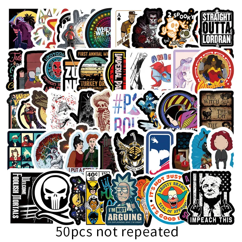 50PCS Trend Personality Graffiti Notebook Guitar Bike Skateboard Gift Toy Waterproof Cartoon Sticker
