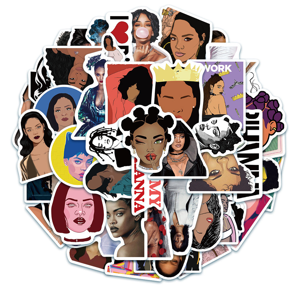 50PCS Pop Diva & Superstar Stickers, Music Icon Cartoon Doodles for Fans, Concerts, and Music Festival Vibes