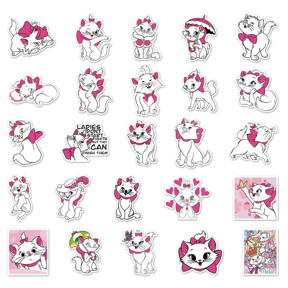 50PCS Mary Cat Cartoon Fashion Stickers Computer Mobile Phone Luggage Skateboard Stickers