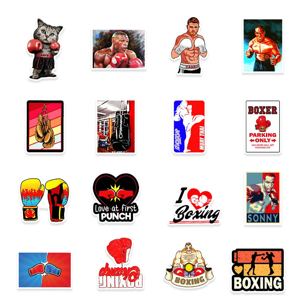 50PCS Boxing Sports Graffiti Stickers Mobile Phone Cabinet Wall Skateboard Luggage Decoration Stickers