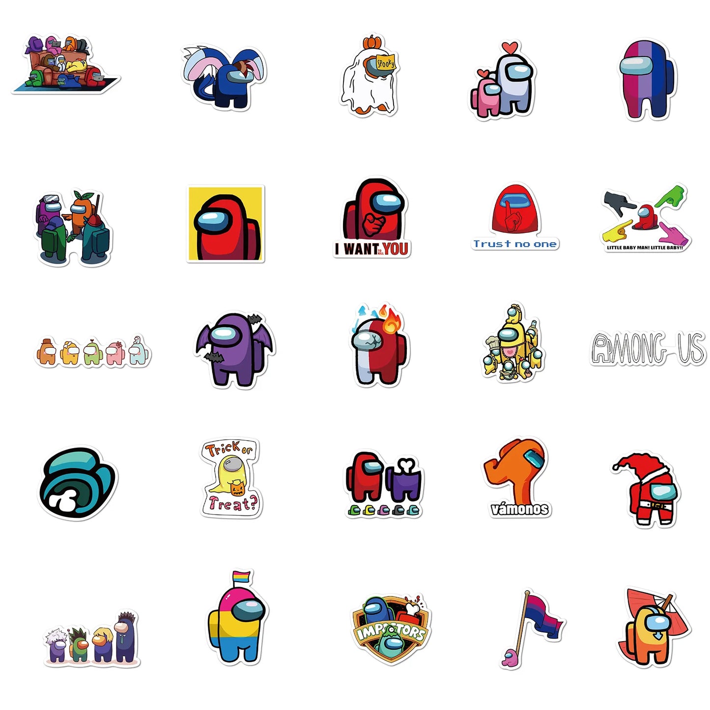 50PCS Games Hot Money Among Us Graffiti Waterproof Sticker Suitcase Notebook Mobile Phone Refrigerator Water Cup