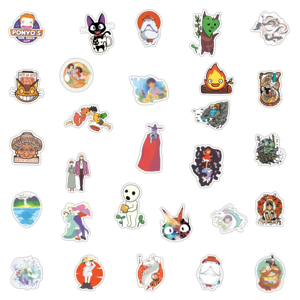 50pcs Japanese Animation Hayao Miyazaki Animation Graffiti Sticker Waterproof Sticker