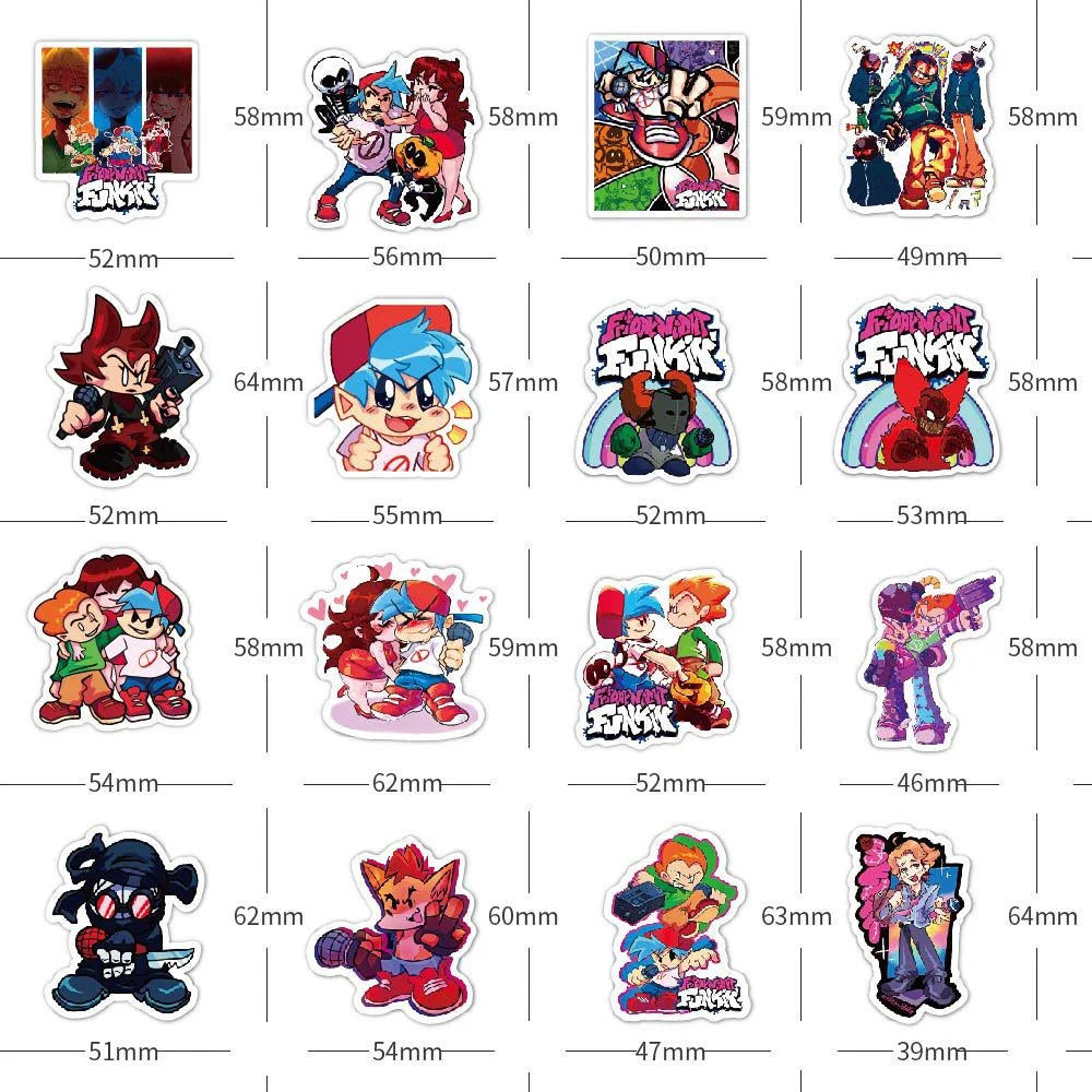 50PCS Game Friday Night Funk Graffiti Stickers Waterproof Removable Car Luggage Trolley Case Stickers