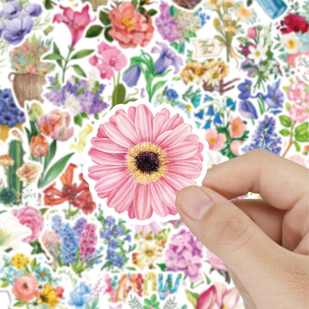 50PCS Flowers Plant Graffiti Laptop Guitar Motorcycle Luggage Skateboard Bike Waterproof Sticker