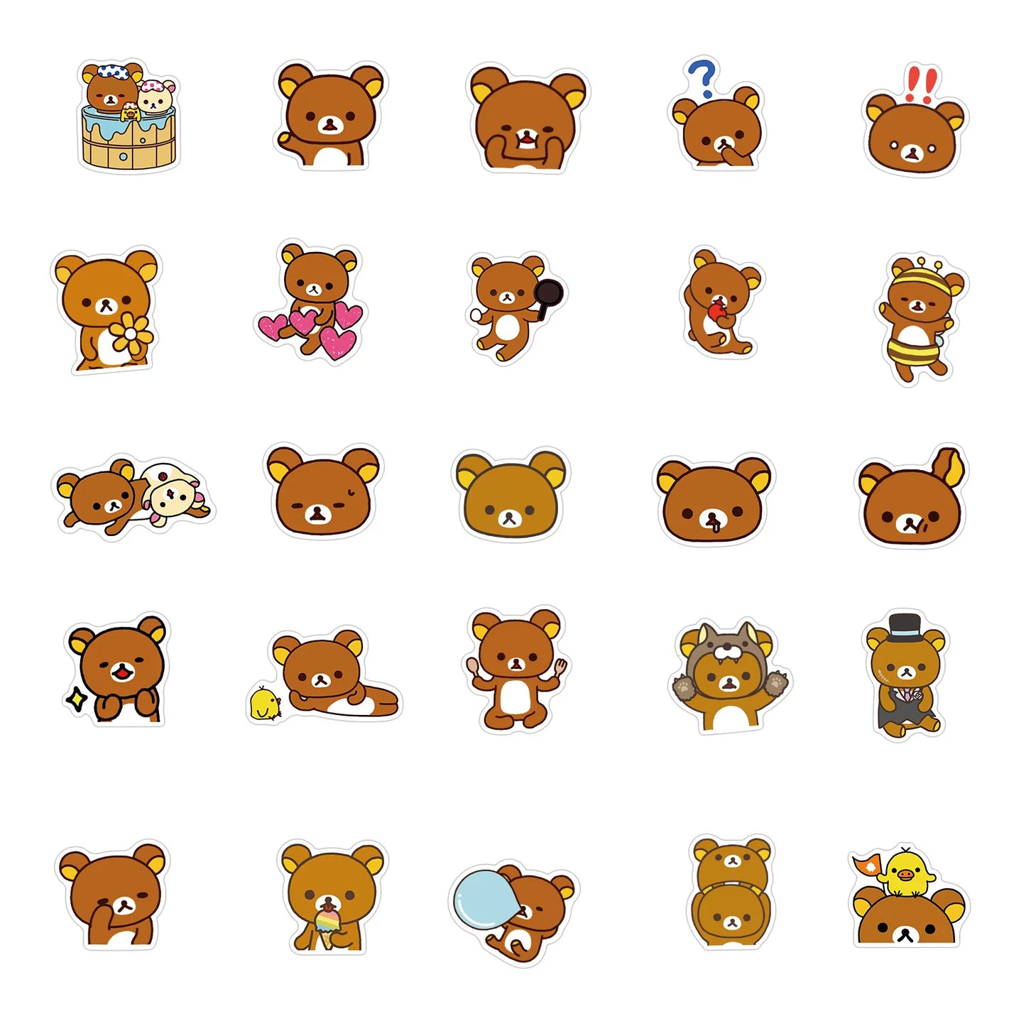 50PCS New Cute Bear Cartoon Graffiti Waterproof Sticker Suitcase Notebook Refrigerator Skateboard Stationery Box
