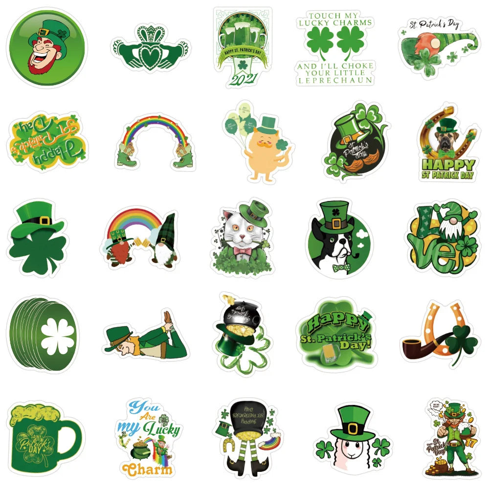 100PCS Irish Festival Waterproof Graffiti Sticker Computer Luggage Phone Case Water Cup Guitar Helmet Refrigerator