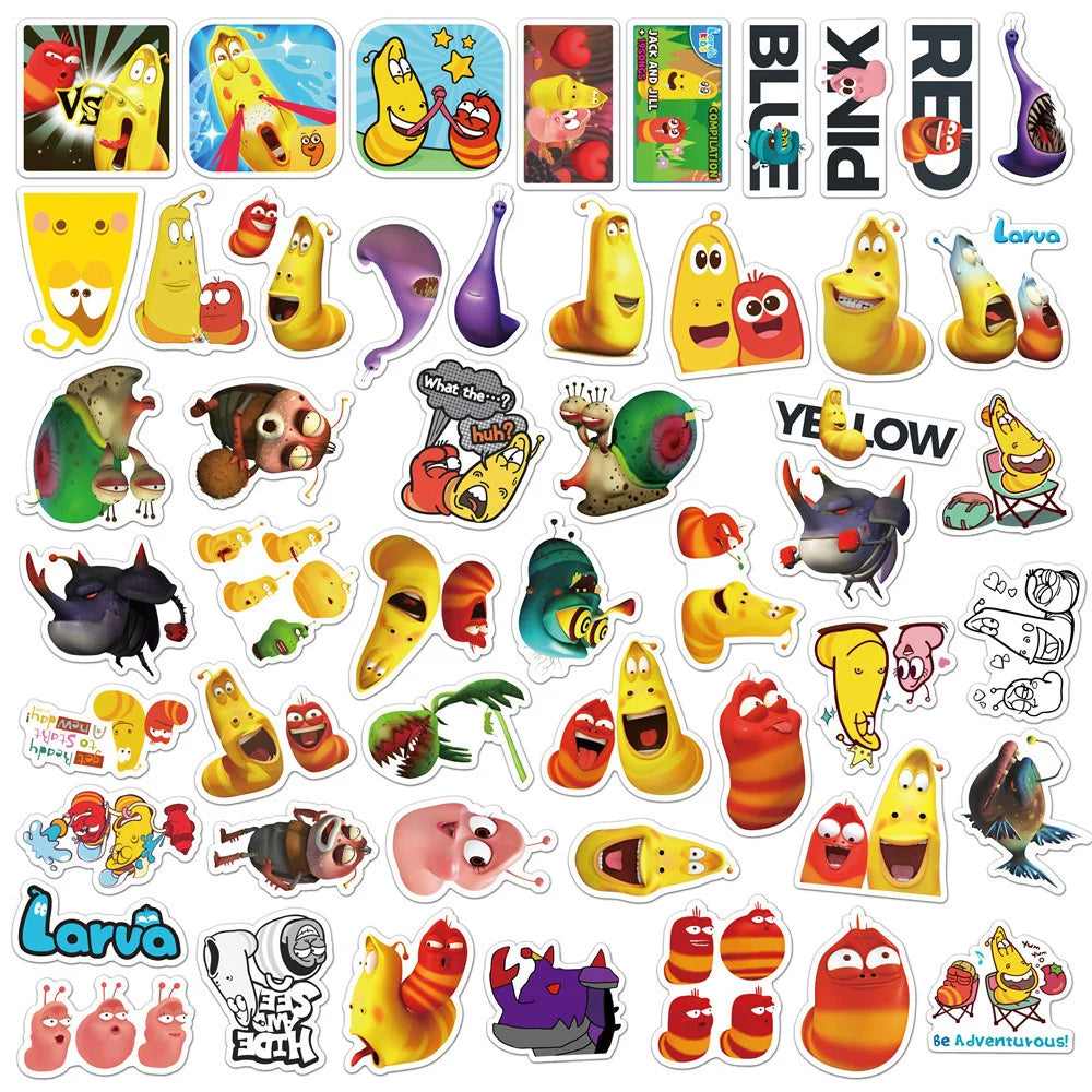 60PCS Hilarious Animation Cartoon Graffiti Waterproof Helmet Laptop Luggage Bicycle Skateboard Cute PVC Stickers