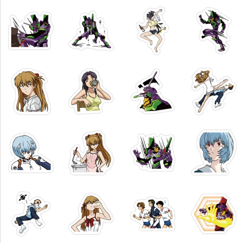 50PCS Evangelion Cartoon Tenman Manual Sticker Water Cup Notebook Stationery Decoration Toy