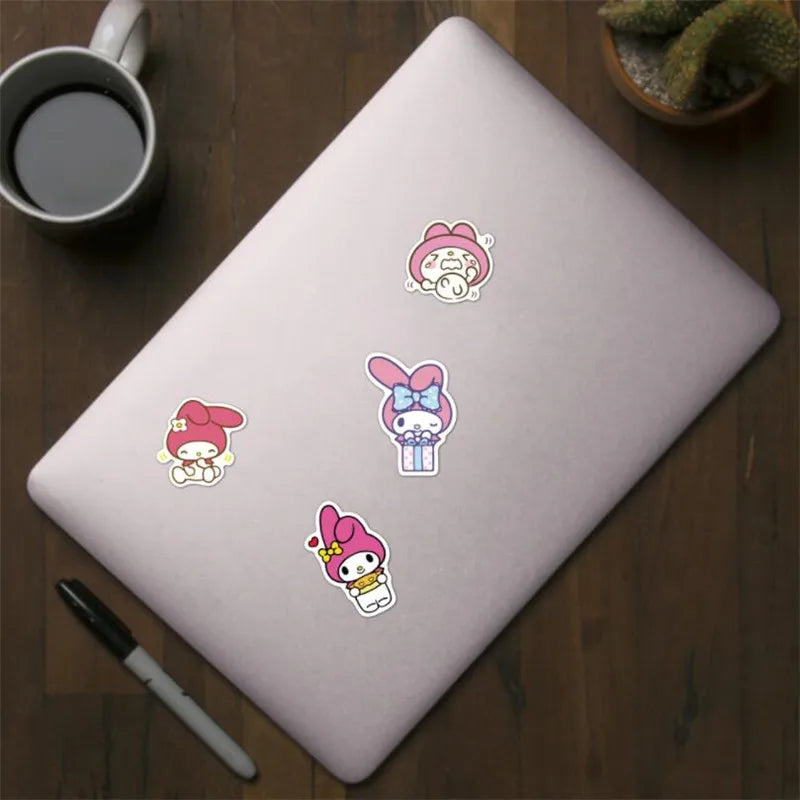 50PCS cartoon cute pink rabbit decorative style graffiti stickers, personalized, fashionable and creative DIY exquisite decorative decal cups, helmets, skateboard popular sticker toys