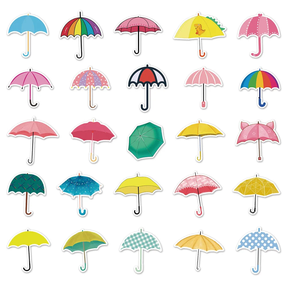 50PCS Umbrella Creative Waterproof Graffiti Stickers Luggage Car Tablet Car Cartoon Decorative Stickers
