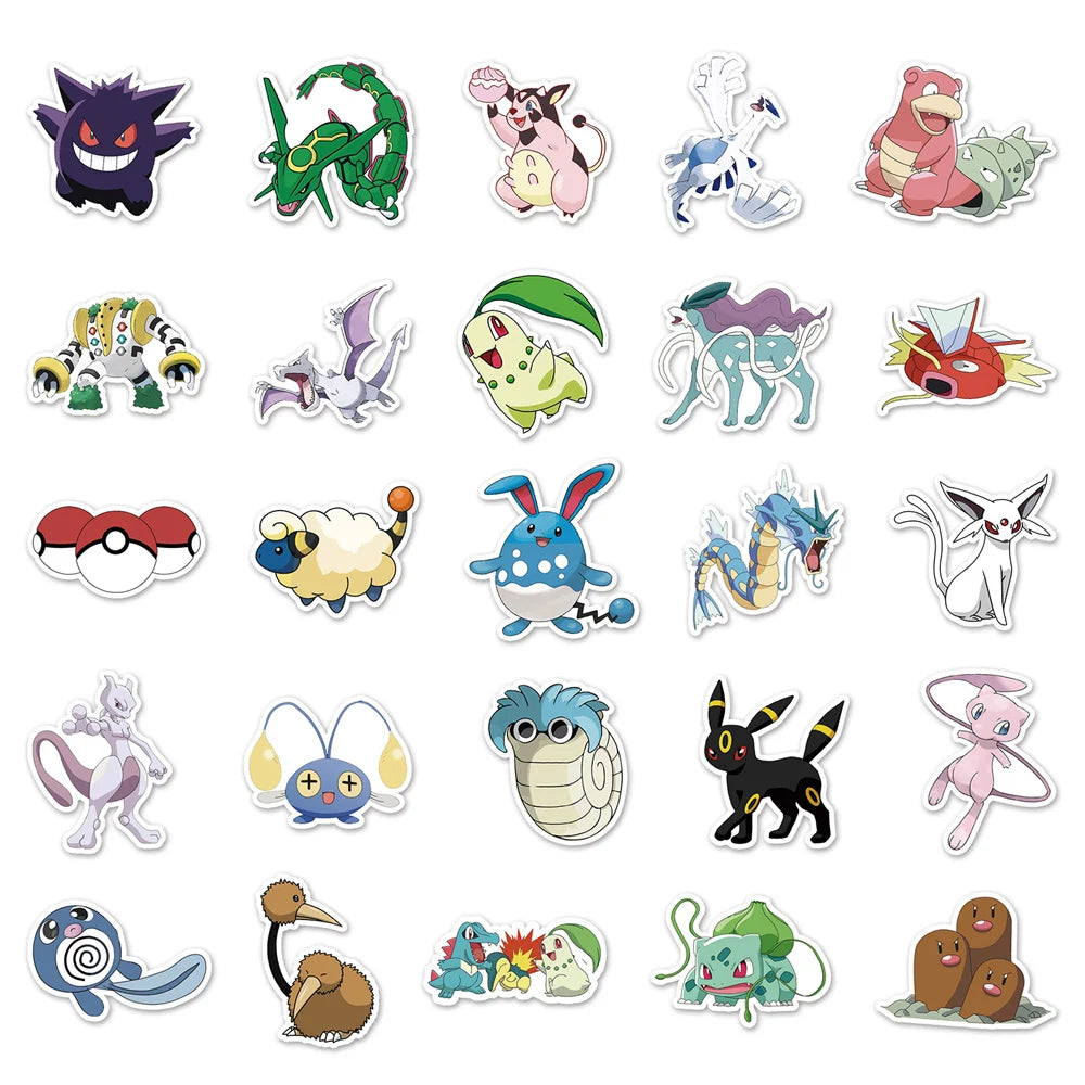 50PCS Pokemon Creative Graffiti Sticker Luggage Scooter Tablet PC Car Cartoon Decorative Sticker