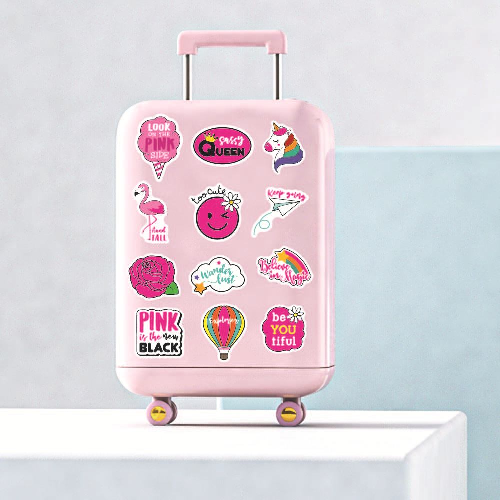 60PCS Pink Cartoon Girl Heart Notebook Trolley Case Bike Scooter Waterproof Graffiti Gift Toy Sticker