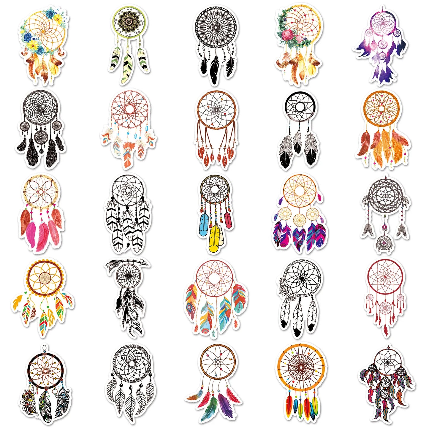 50PCS Cartoon Feather Stickers Graffiti Animals iPad Helmet Notebook Computer Pattern Scrapbook Toys Decoration