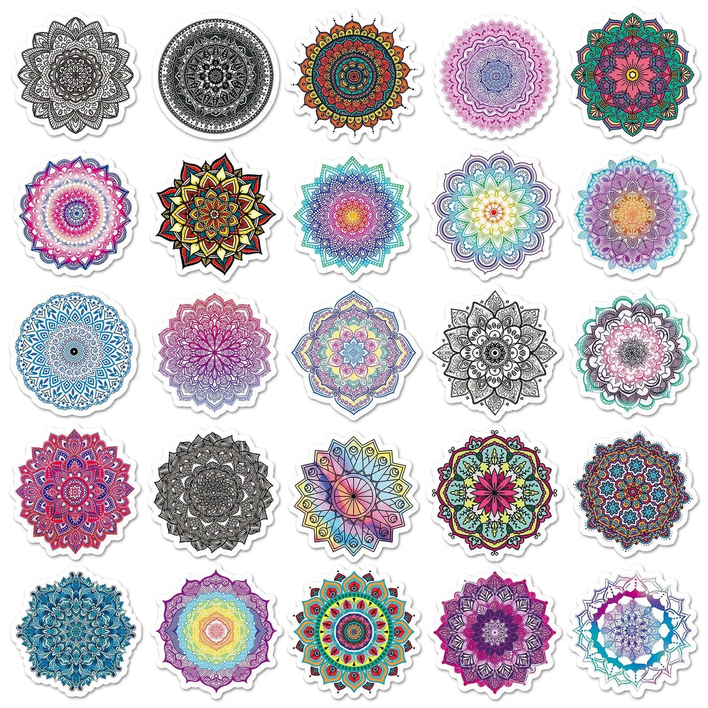 50PCS Cartoon Mandala Sticker Graffiti iPad Luggage Notebook Car Computer DIY Pattern Scrapbook Toys Decoration