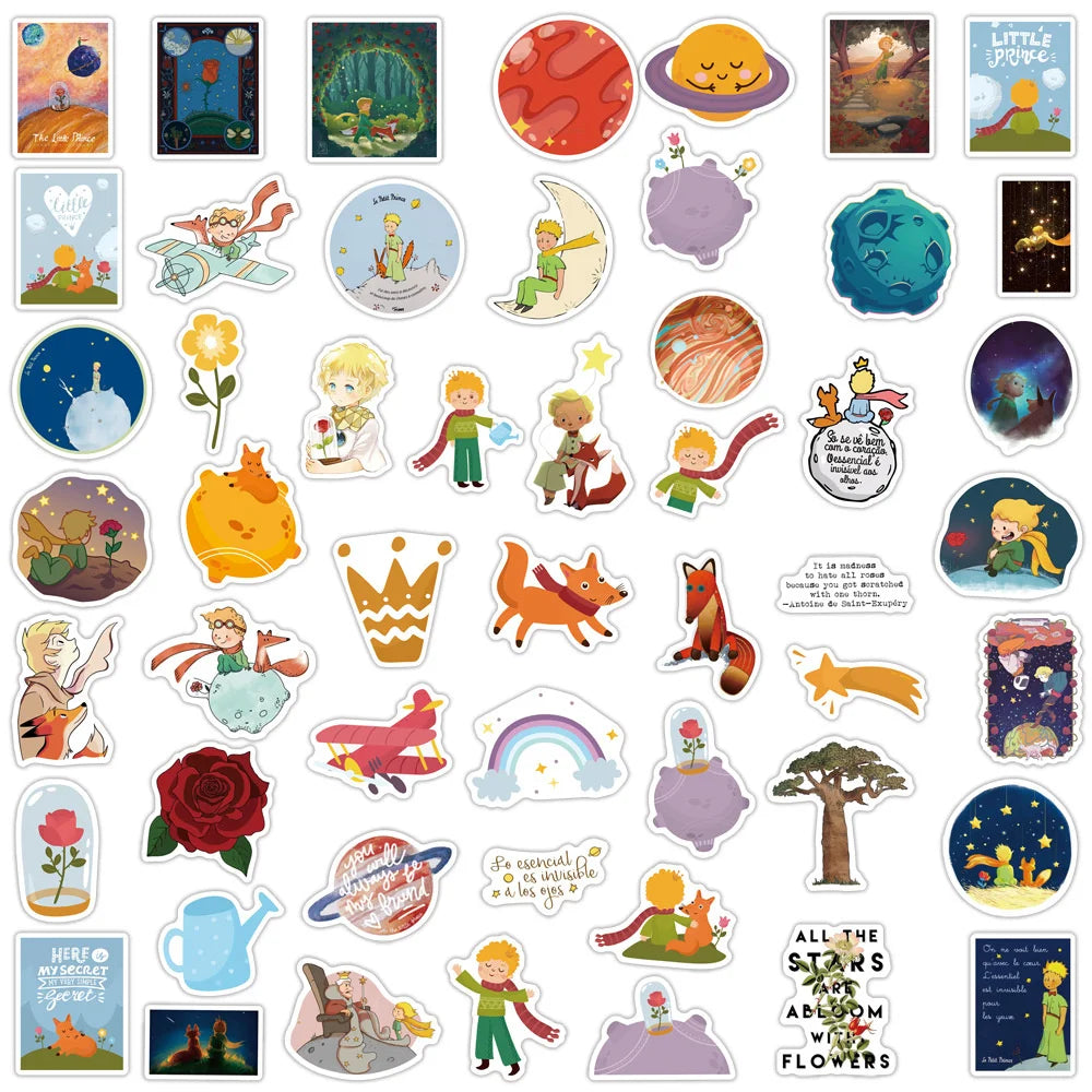 50PCS New Classic Fairy Tales Little Prince Cartoon Cute Stickers For Toys Luggage Laptop iPad Cup Stickers